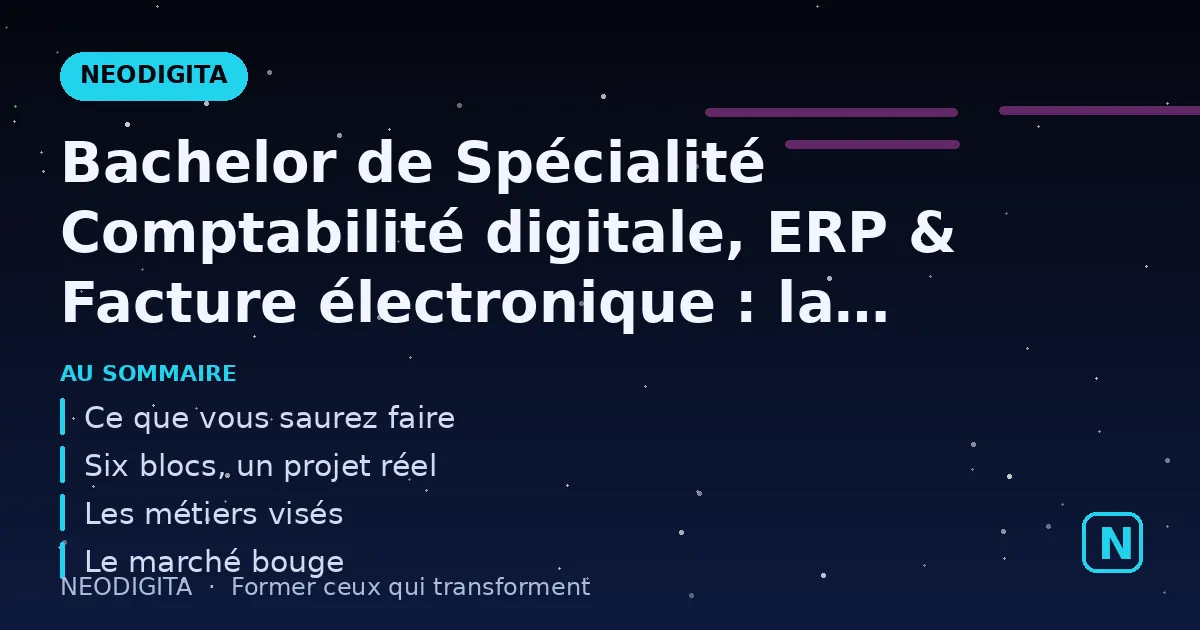 Schéma : Bachelor de Spécialité Comptabilité digitale, ERP & Facture électronique : la compta qui s