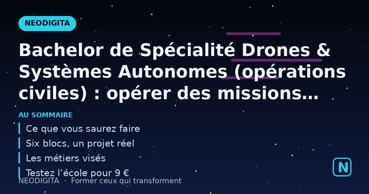 Schéma : Bachelor de Spécialité Drones & Systèmes Autonomes (opérations civiles) : opérer des missi