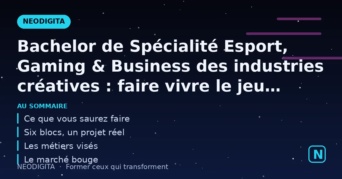 Schéma : Bachelor de Spécialité Esport, Gaming & Business des industries créatives : faire vivre le