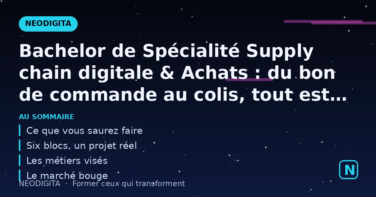 Schéma : Bachelor de Spécialité Supply chain digitale & Achats : du bon de commande au colis, tout