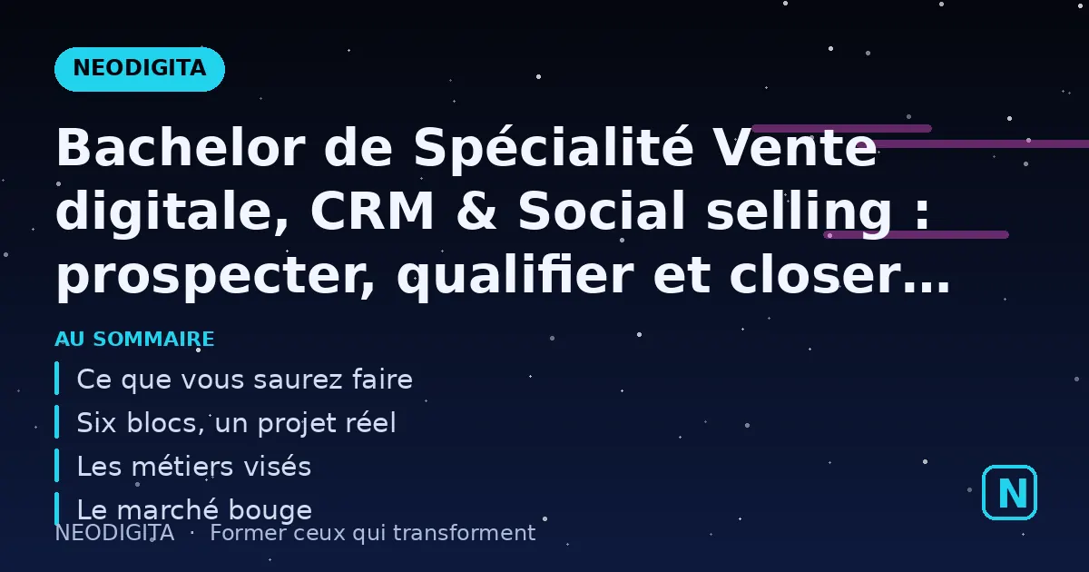 Schéma : Bachelor de Spécialité Vente digitale, CRM & Social selling : prospecter, qualifier et clo