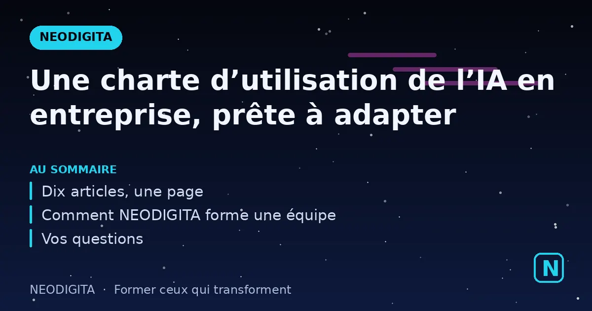 Schéma : Une charte d’utilisation de l’IA en entreprise, prête à adapter
