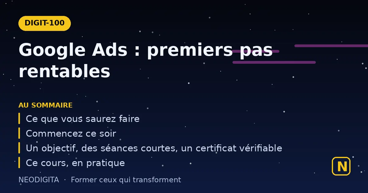Schéma : Google Ads : premiers pas rentables