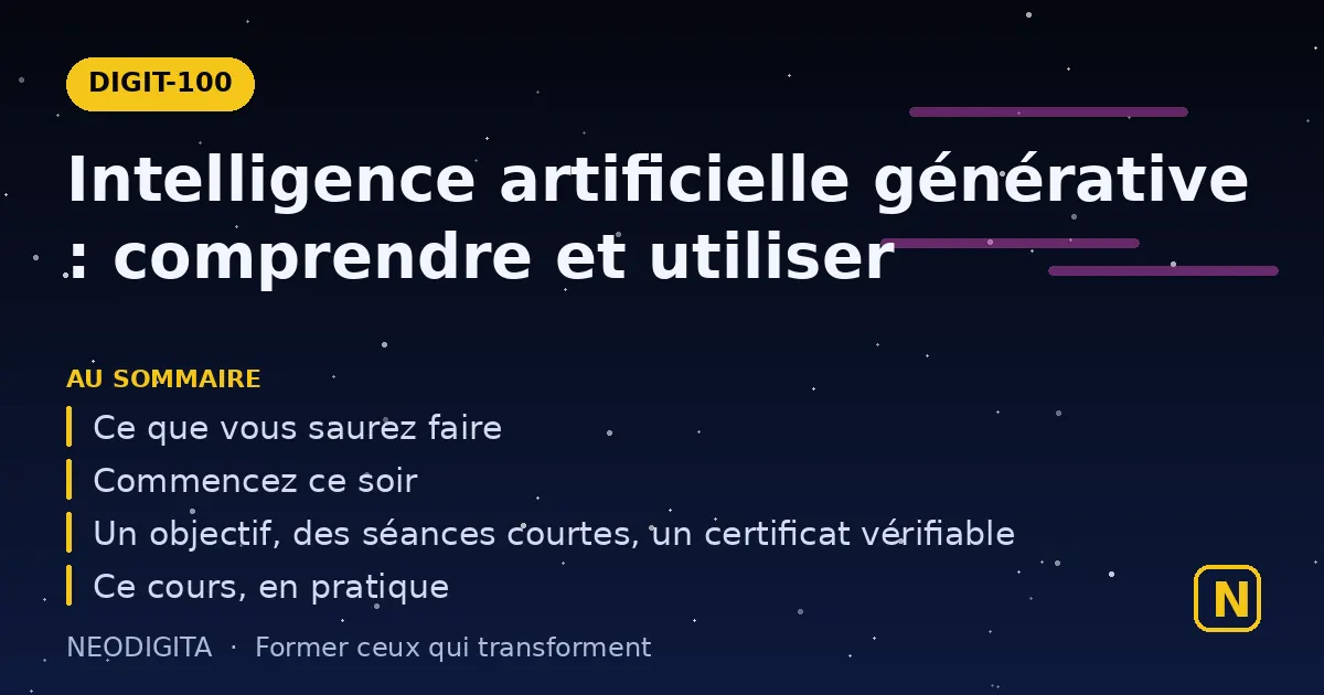 Schéma du cours d’IA générative