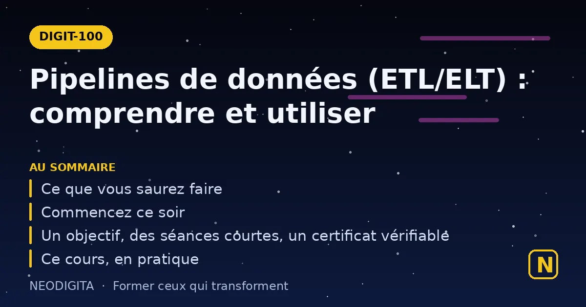 Schéma : Pipelines de données (ETL/ELT) : comprendre et utiliser