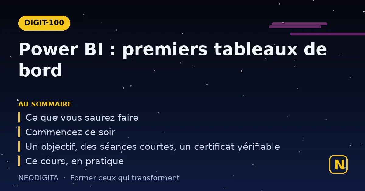 Schéma : Power BI : premiers tableaux de bord
