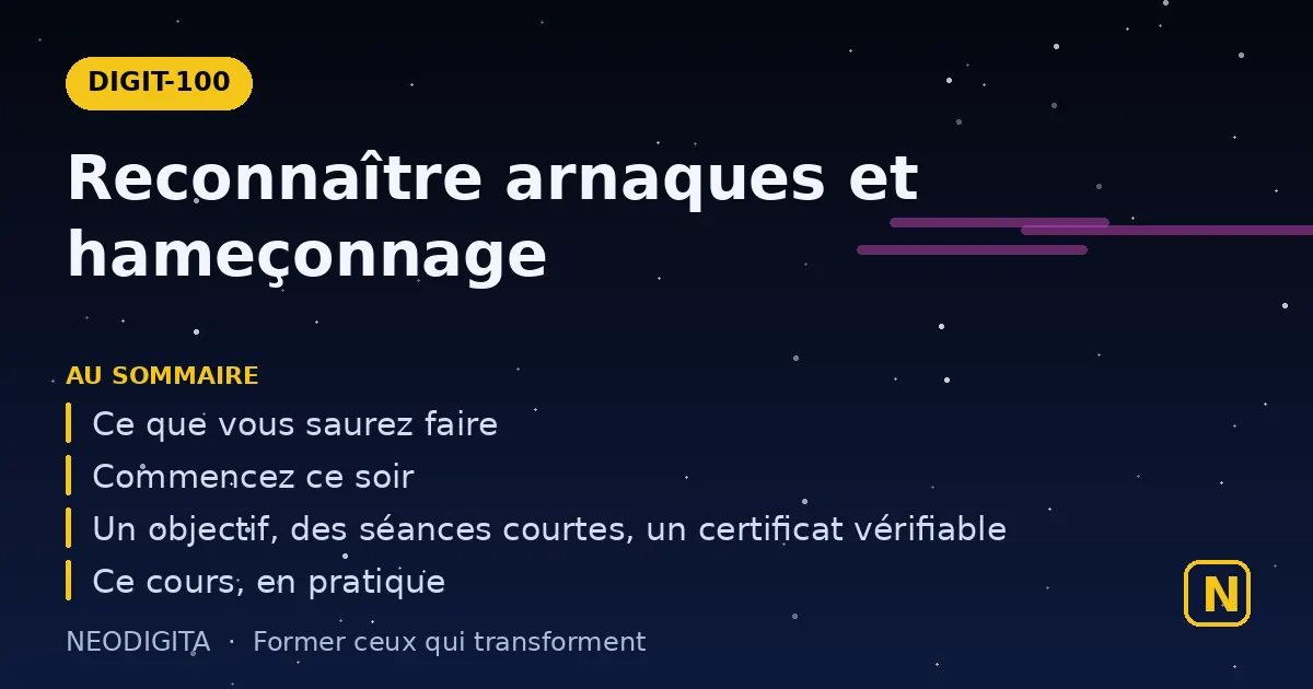 Schéma : Reconnaître arnaques et hameçonnage