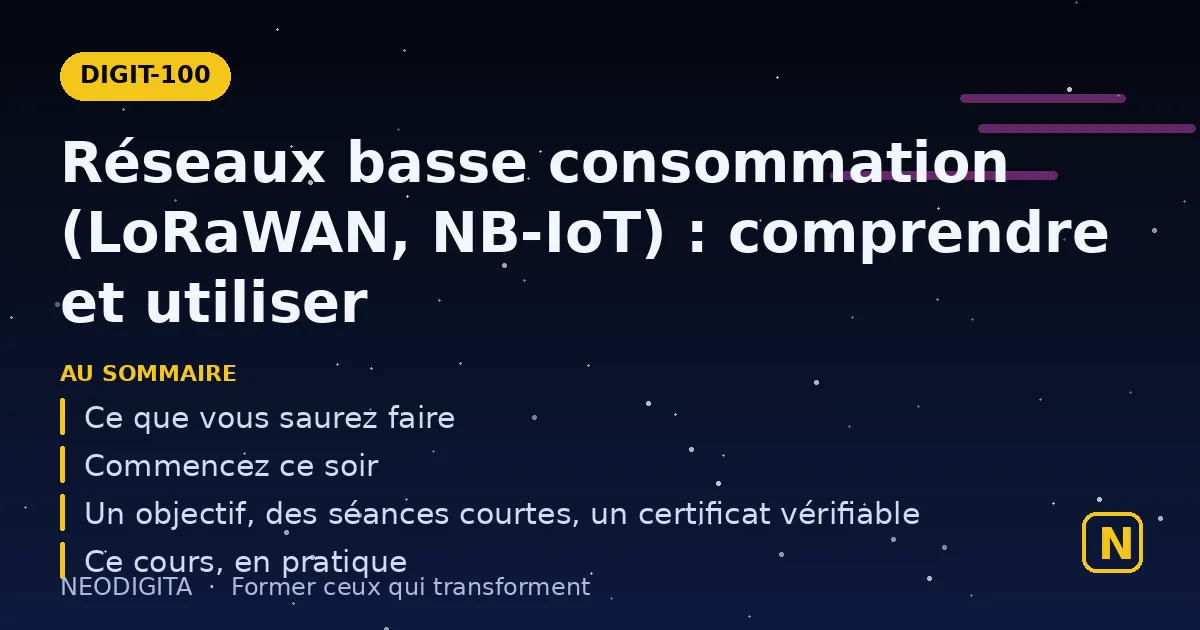 Schéma : Réseaux basse consommation (LoRaWAN, NB-IoT) : comprendre et utiliser
