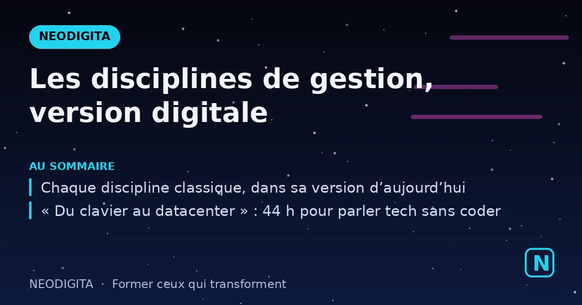 Schéma : Les disciplines de gestion, version digitale