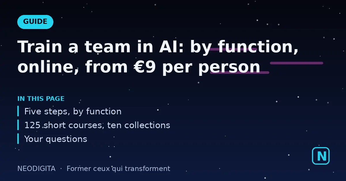 Diagram: Train a team in AI: by function, online, from €9 per person