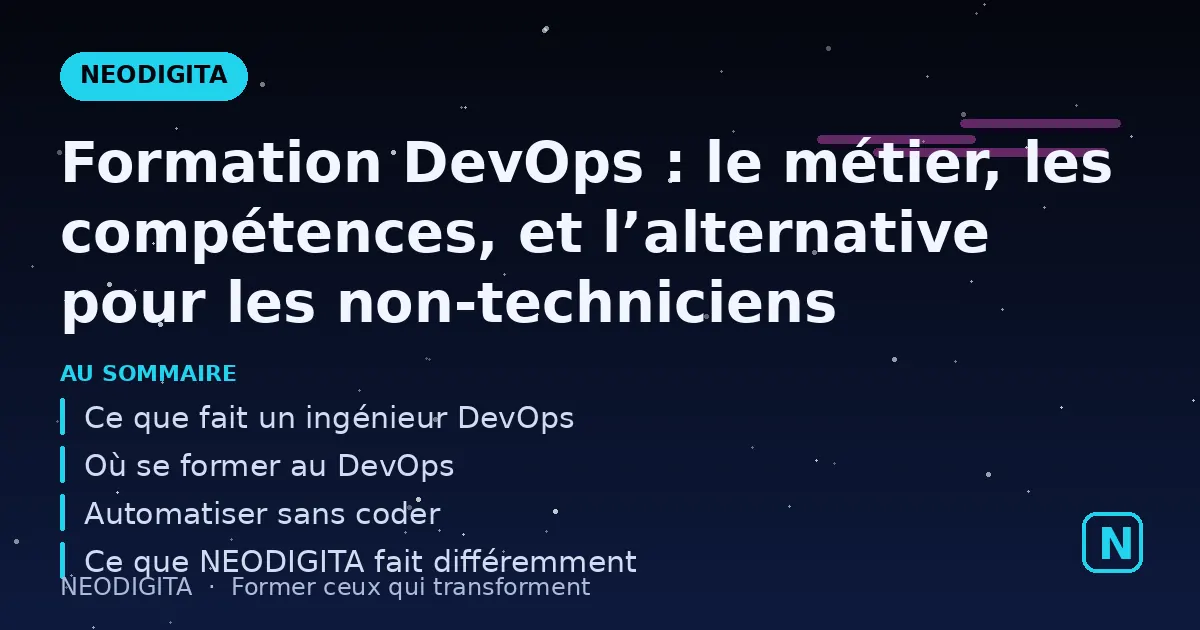 Schéma : Formation DevOps : le métier, les compétences, et l’alternative pour les non-techniciens