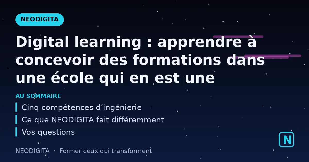 Schéma : Digital learning : apprendre à concevoir des formations dans une école qui en est une
