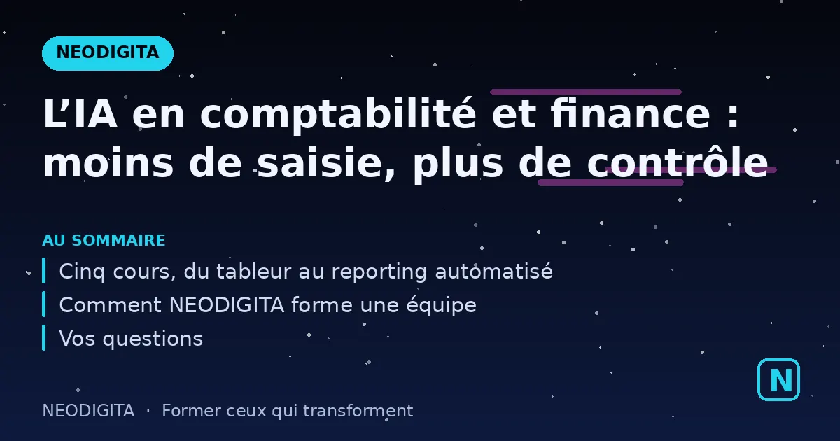 Schéma : L’IA en comptabilité et finance : moins de saisie, plus de contrôle