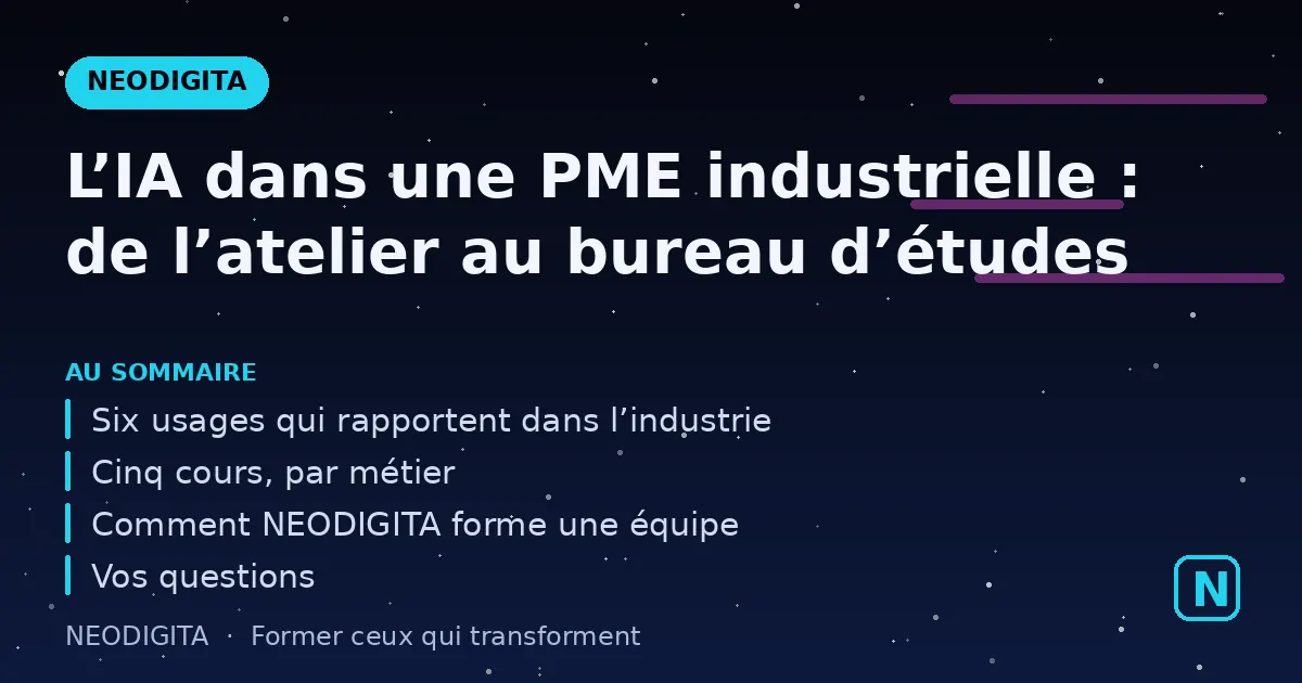 Schéma : L’IA dans une PME industrielle : de l’atelier au bureau d’études