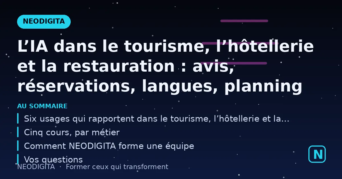 Schéma : L’IA dans le tourisme, l’hôtellerie et la restauration : avis, réservations, langues, plan