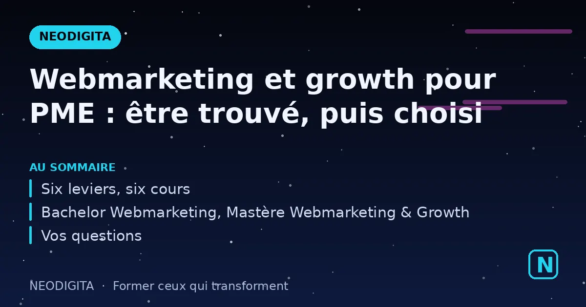 Schéma : Webmarketing et growth pour PME : être trouvé, puis choisi