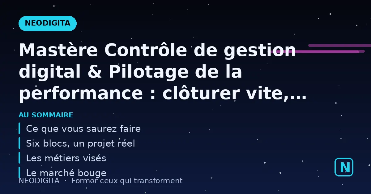 Schéma : Mastère Contrôle de gestion digital & Pilotage de la performance : clôturer vite, prévoir 