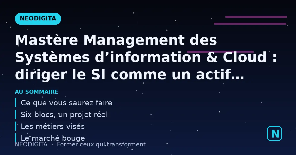 Schéma : Mastère Management des Systèmes d’information & Cloud : diriger le SI comme un actif strat