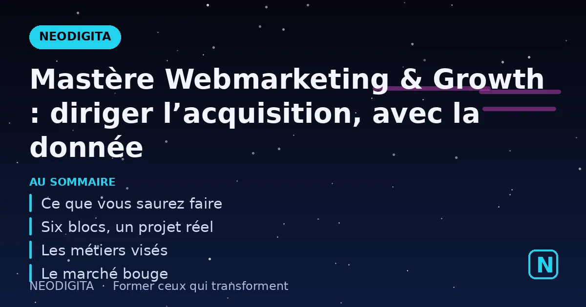Schéma : Mastère Webmarketing & Growth : diriger l’acquisition, avec la donnée