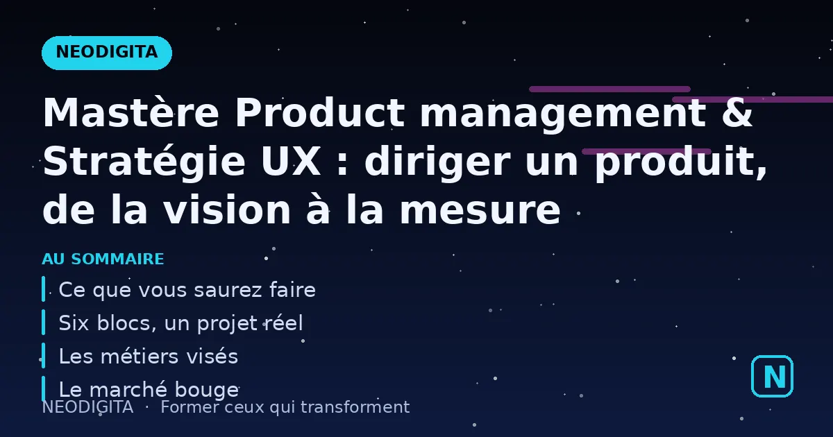 Schéma : Mastère Product management & Stratégie UX : diriger un produit, de la vision à la mesure