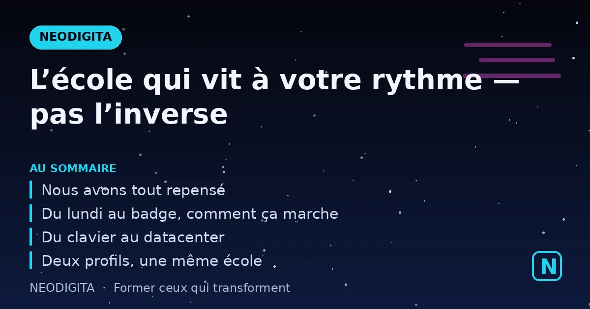 Schéma : L’école qui vit à votre rythme — pas l’inverse