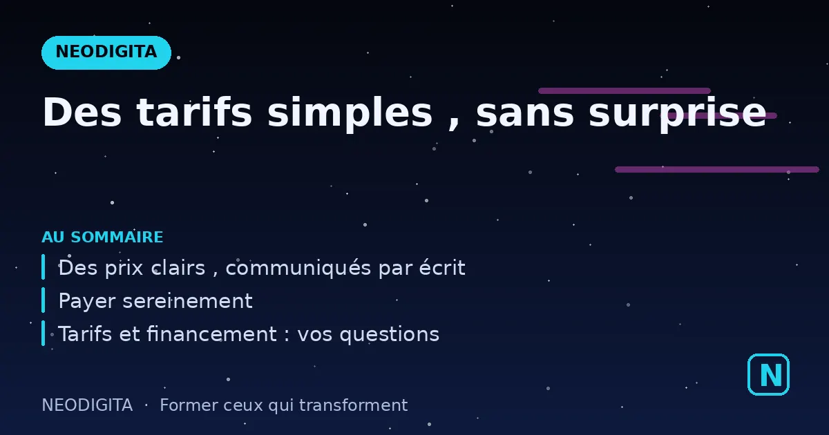 Schéma : Des tarifs simples, sans surprise